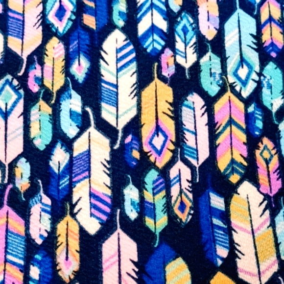 LULAROE AMELIA MULTI COLOR FEATHER PRINT WITH POLKA DOT DRESS WOMEN'S SIZE L - Picture 7 of 8